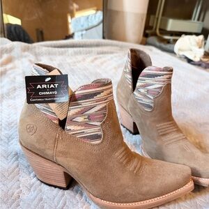 Ariat Women's Brown Ankle Booties with Patterned Accents